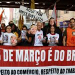 Ato de trabalhadores na 25 de Março repudia interferência de Trump